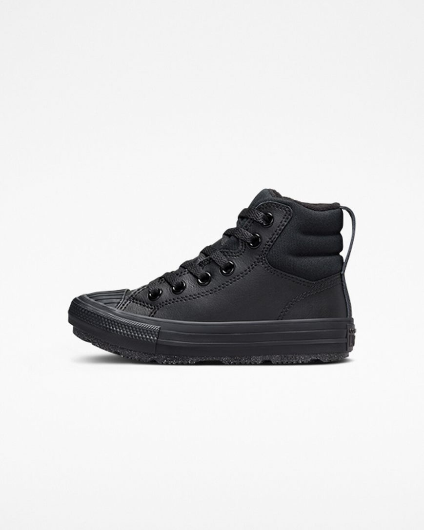 Girls' Converse Chuck Taylor All Star Berkshire Boot Leather High Top Shoes Black / Grey | AU 8C513M